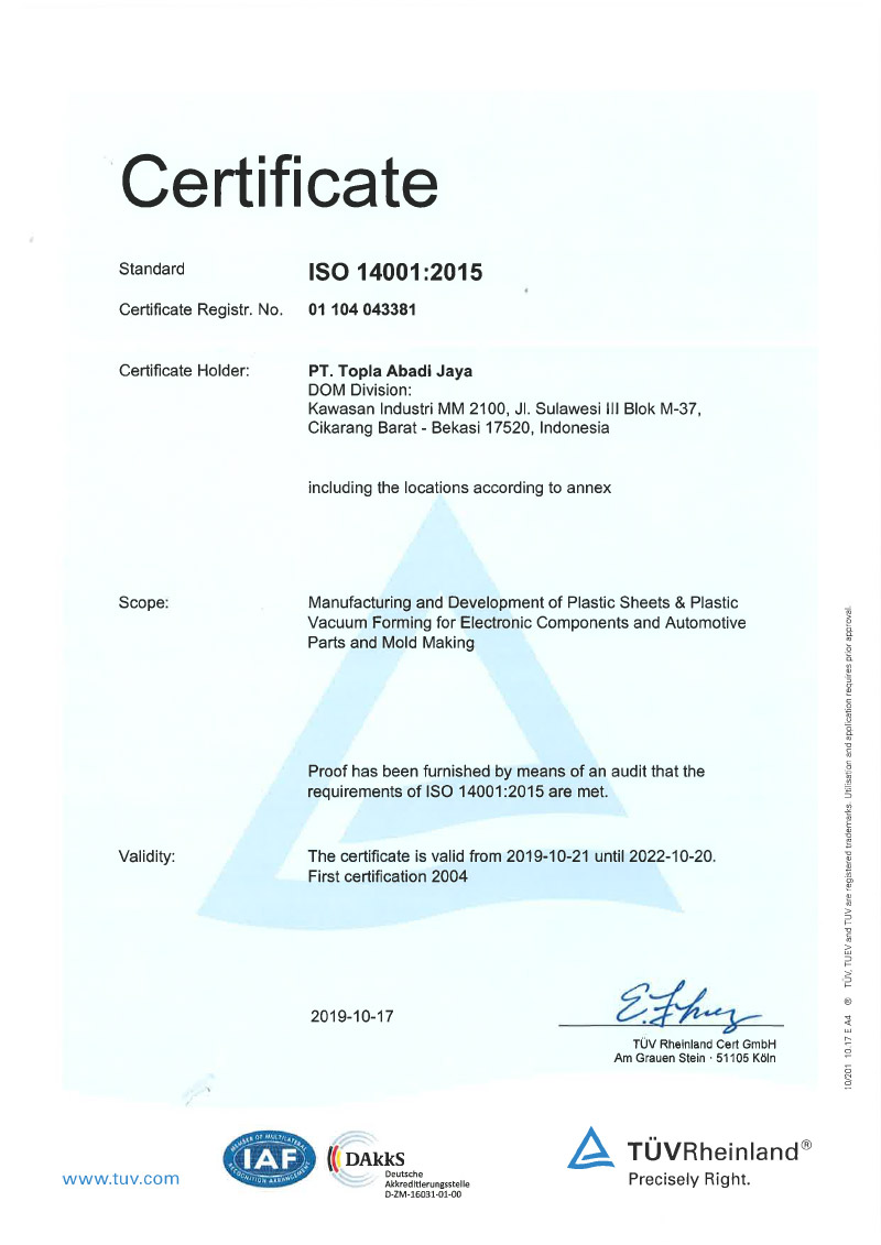 Certification Topla
