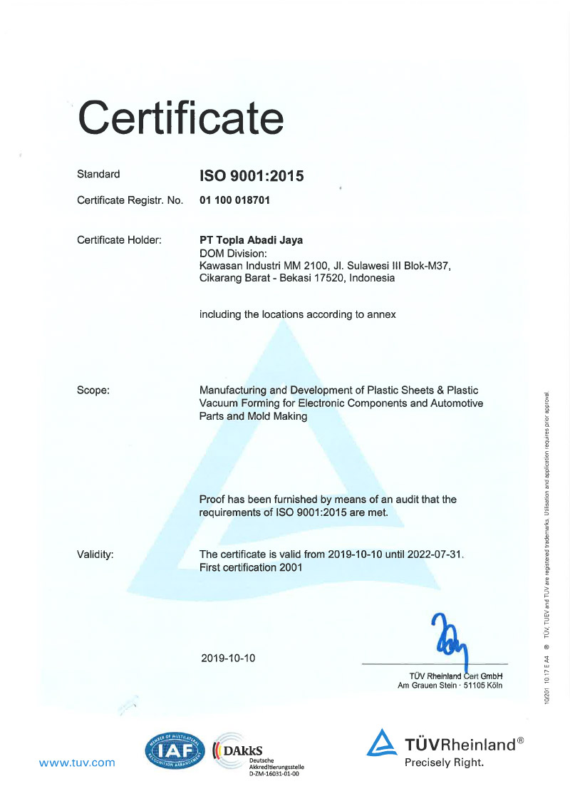 Certification Topla