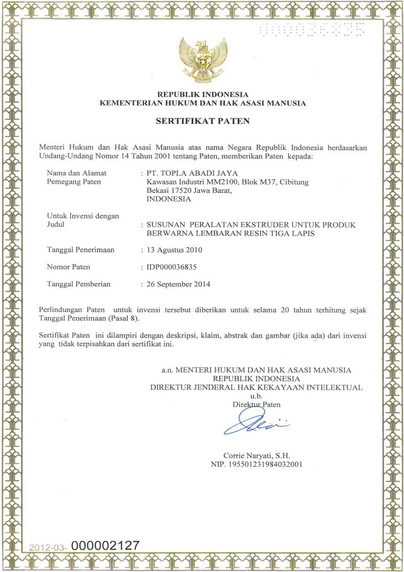 Certification Topla